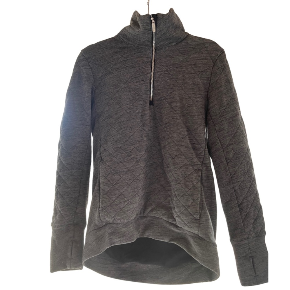 Women's Lululemon Forever Warm Heathered Gray Quilted Zip Pullover Jacket Size 2